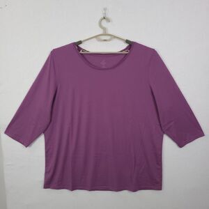 WoolX Jenny Merino Wool Blend Top Womens Purple Plus Size 3X Crewneck Base Layer
